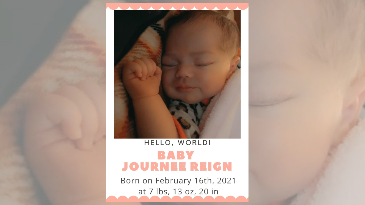 Birth announcement Baby Journee Reign