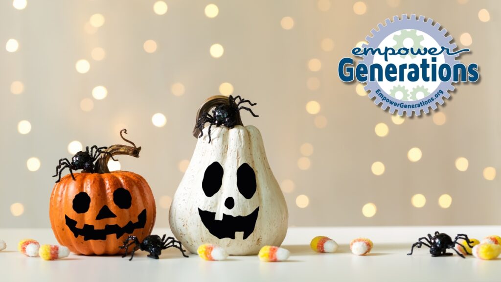 Halloween decor pumpkin gourd candy bokeh Empower Generations