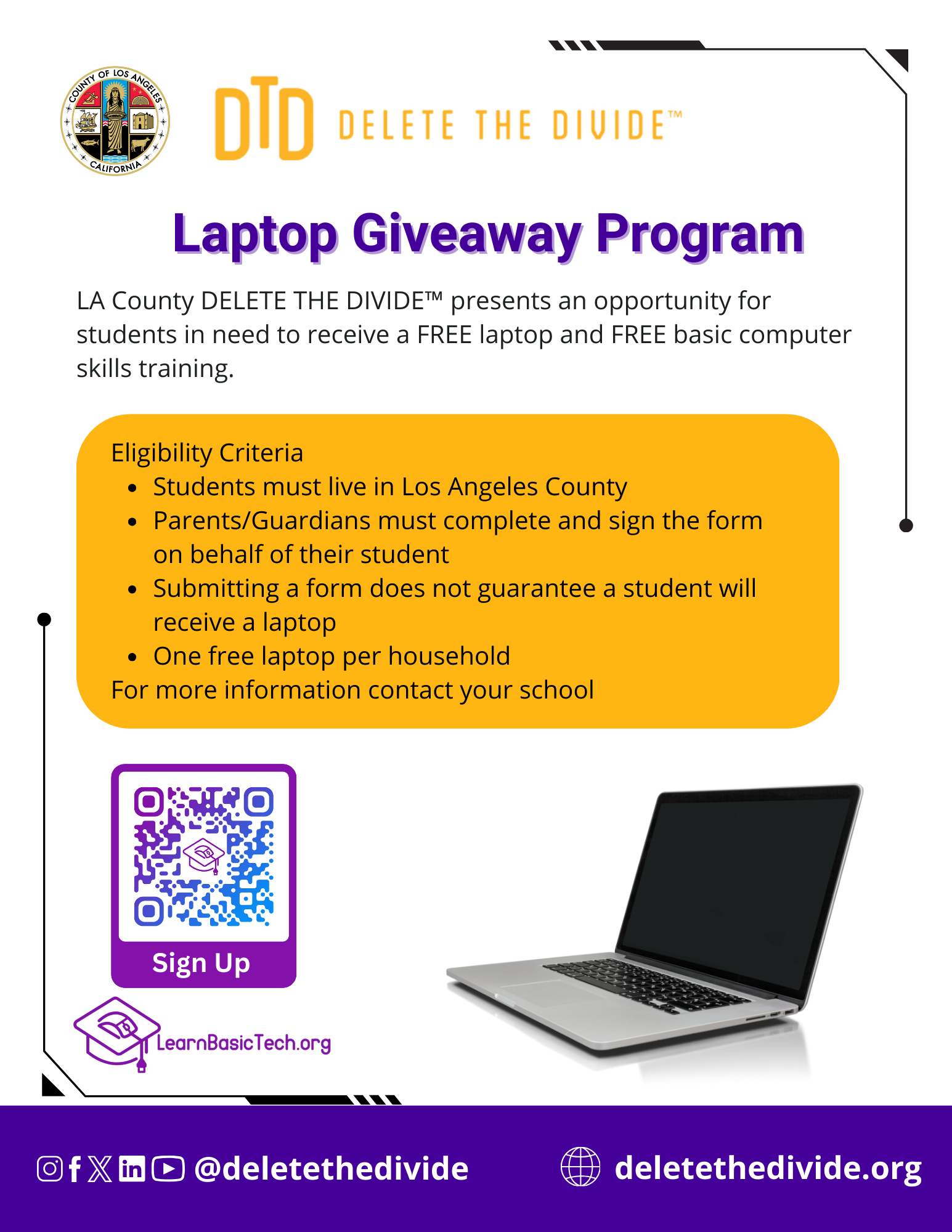 DTD-Schools Laptop Giveway Criteria Flyer